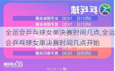 全运会乒乓球女单决赛时间几点,全运会乒乓球女单决赛时间几点开始