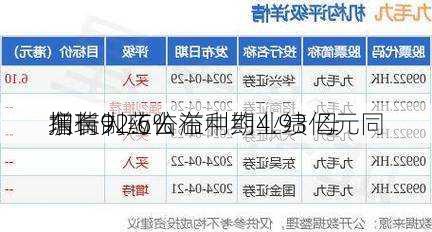 东瑞制药公布中期业绩 母
拥有人应占溢利约4.93亿元同
增长92.6%