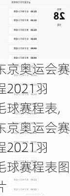 东京奥运会赛程2021羽毛球赛程表,东京奥运会赛程2021羽毛球赛程表图片