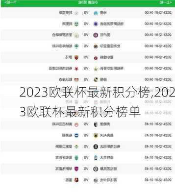 2023欧联杯最新积分榜,2023欧联杯最新积分榜单