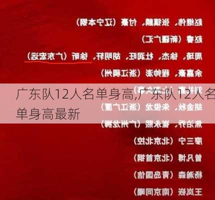 广东队12人名单身高,广东队12人名单身高最新