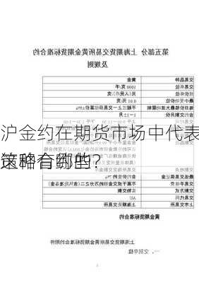 沪金约在期货市场中代表什么？这种合约的
策略有哪些？