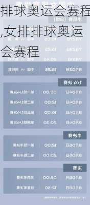 排球奥运会赛程,女排排球奥运会赛程