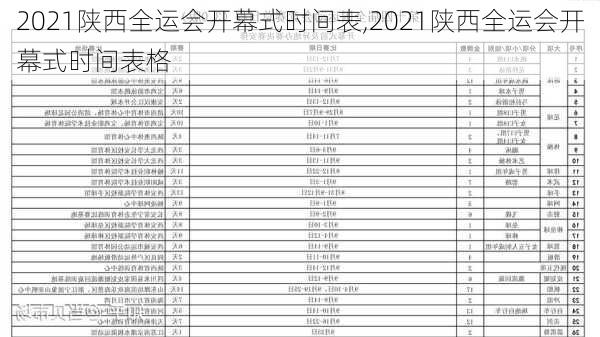 2021陕西全运会开幕式时间表,2021陕西全运会开幕式时间表格