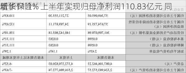 新华保险：上半年实现归母净利润110.83亿元 同
增长11.1%