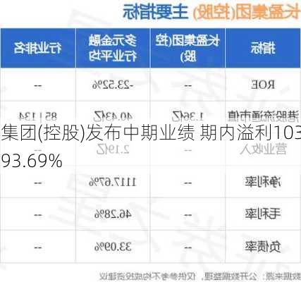 长盈集团(控股)发布中期业绩 期内溢利103.4万
元同
减少93.69%