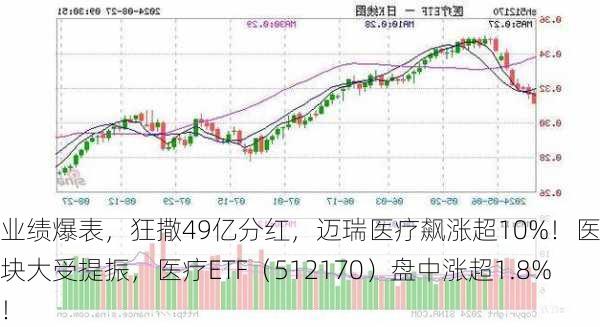 业绩爆表，狂撒49亿分红，迈瑞医疗飙涨超10%！医疗板块大受提振，医疗ETF（512170）盘中涨超1.8%！