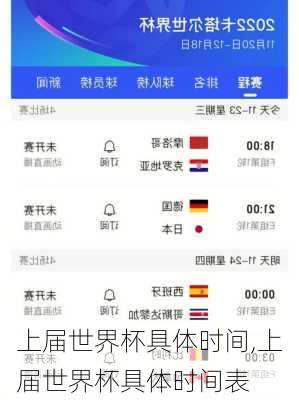 上届世界杯具体时间,上届世界杯具体时间表