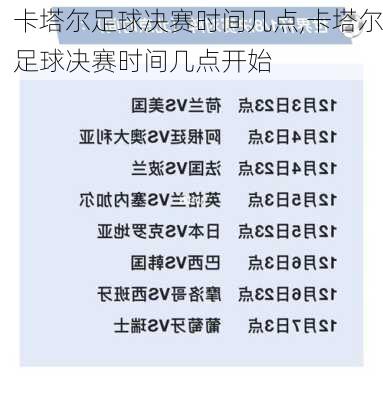 卡塔尔足球决赛时间几点,卡塔尔足球决赛时间几点开始