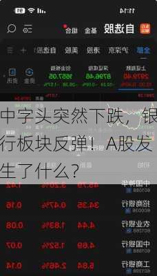 中字头突然下跌，银行板块反弹！A股发生了什么？