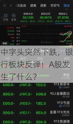 中字头突然下跌，银行板块反弹！A股发生了什么？