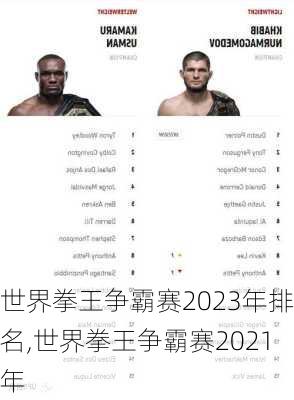 世界拳王争霸赛2023年排名,世界拳王争霸赛2021年