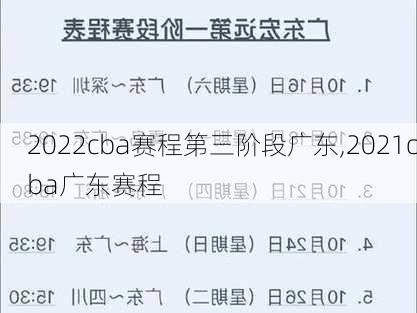 2022cba赛程第三阶段广东,2021cba广东赛程