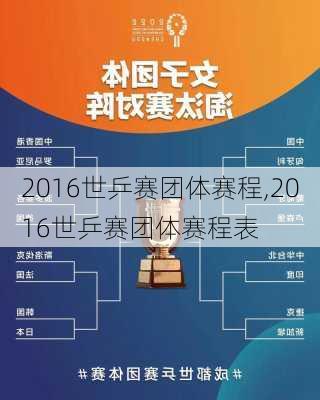 2016世乒赛团体赛程,2016世乒赛团体赛程表