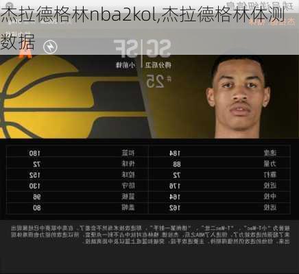 杰拉德格林nba2kol,杰拉德格林体测数据