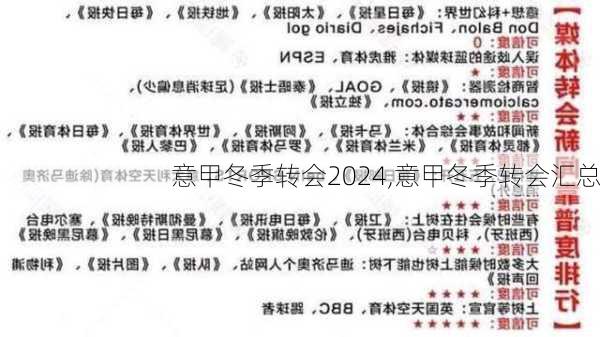 意甲冬季转会2024,意甲冬季转会汇总