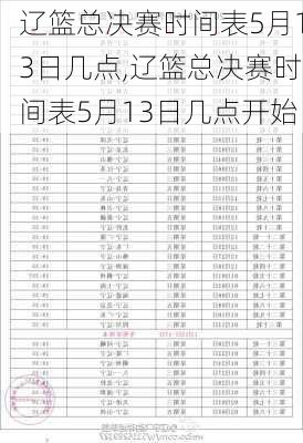 辽篮总决赛时间表5月13日几点,辽篮总决赛时间表5月13日几点开始