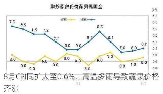 8月CPI同扩大至0.6%，高温多雨导致蔬果价格齐涨