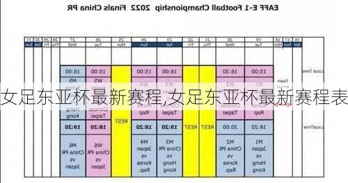 女足东亚杯最新赛程,女足东亚杯最新赛程表