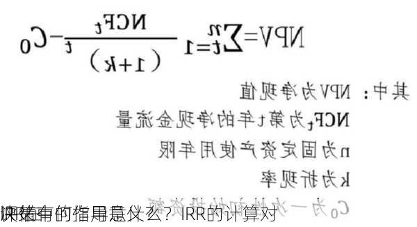 IRR在
评估中的作用是什么？IRR的计算对
决策有何指导意义？