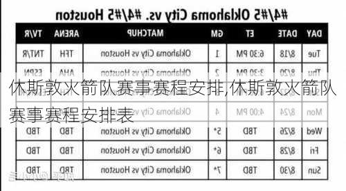 休斯敦火箭队赛事赛程安排,休斯敦火箭队赛事赛程安排表