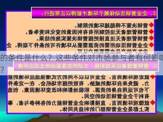 的条件是什么？这些条件对市场参与者有何影响？