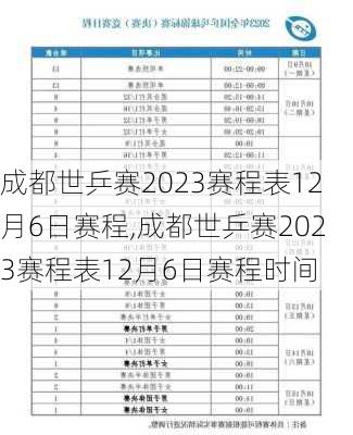 成都世乒赛2023赛程表12月6日赛程,成都世乒赛2023赛程表12月6日赛程时间