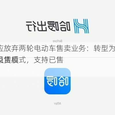 哈啰回应放弃两轮电动车售卖业务：转型为电动车租赁模式，支持已售
辆质保及售后服务