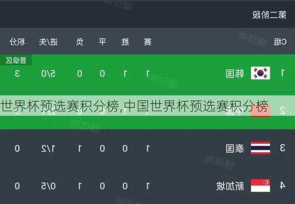 世界杯预选赛积分榜,中国世界杯预选赛积分榜