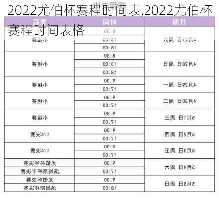 2022尤伯杯赛程时间表,2022尤伯杯赛程时间表格