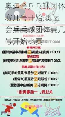 奥运会乒乓球团体赛几号开始,奥运会乒乓球团体赛几号开始比赛