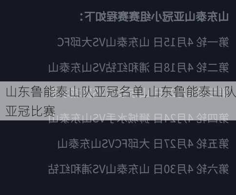 山东鲁能泰山队亚冠名单,山东鲁能泰山队亚冠比赛