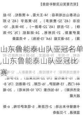 山东鲁能泰山队亚冠名单,山东鲁能泰山队亚冠比赛