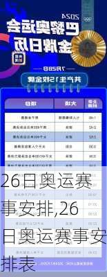 26日奥运赛事安排,26日奥运赛事安排表