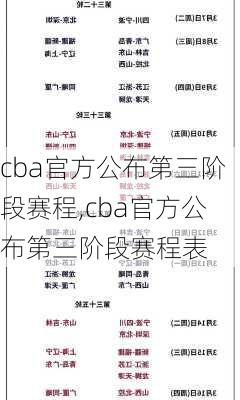 cba官方公布第三阶段赛程,cba官方公布第三阶段赛程表