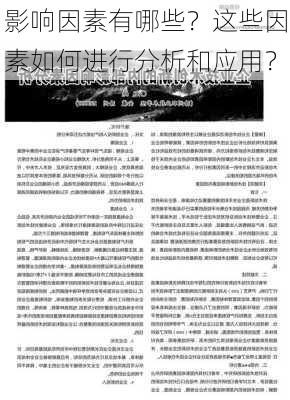 影响因素有哪些？这些因素如何进行分析和应用？