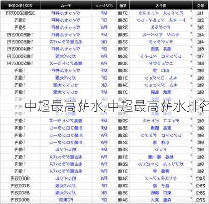 中超最高薪水,中超最高薪水排名