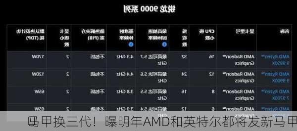 马甲换三代！曝明年AMD和英特尔都将发新马甲
U