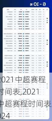 2021中超赛程时间表,2021中超赛程时间表2024