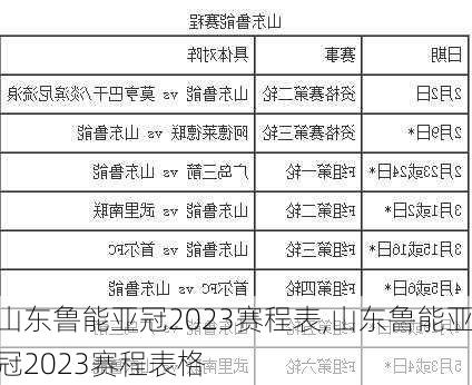 山东鲁能亚冠2023赛程表,山东鲁能亚冠2023赛程表格