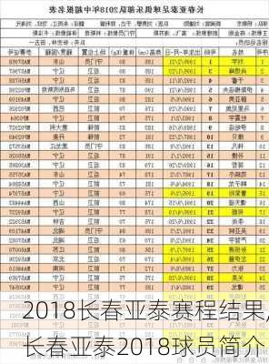 2018长春亚泰赛程结果,长春亚泰2018球员简介