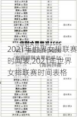 2021年世界女排联赛时间表,2021年世界女排联赛时间表格