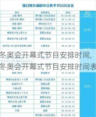 冬奥会开幕式节目安排时间,冬奥会开幕式节目安排时间表