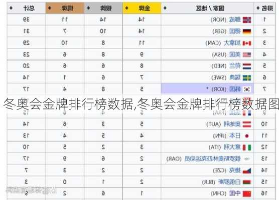 冬奥会金牌排行榜数据,冬奥会金牌排行榜数据图