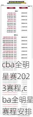 cba全明星赛2023赛程,cba全明星赛程安排