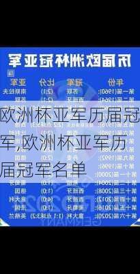 欧洲杯亚军历届冠军,欧洲杯亚军历届冠军名单