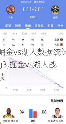 掘金vs湖人数据统计g3,掘金vs湖人战绩