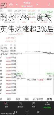 
称美
调查超
脑，股价跳水17%一度跌停，英伟达涨超3%后转跌