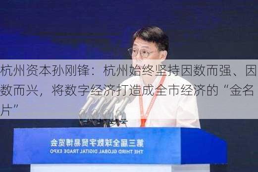 杭州资本孙刚锋：杭州始终坚持因数而强、因数而兴，将数字经济打造成全市经济的“金名片”