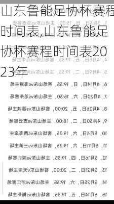 山东鲁能足协杯赛程时间表,山东鲁能足协杯赛程时间表2023年